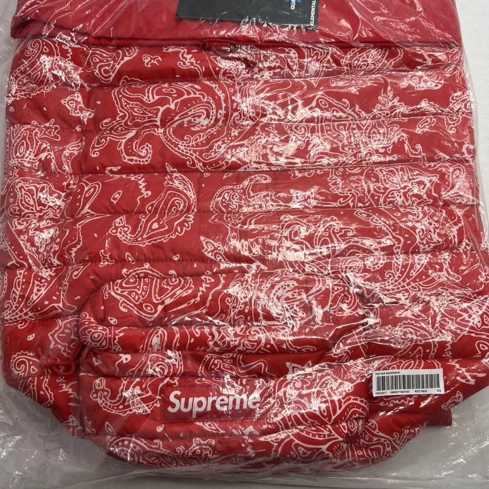 Supreme Red Paisley Puffer Backpack FW22